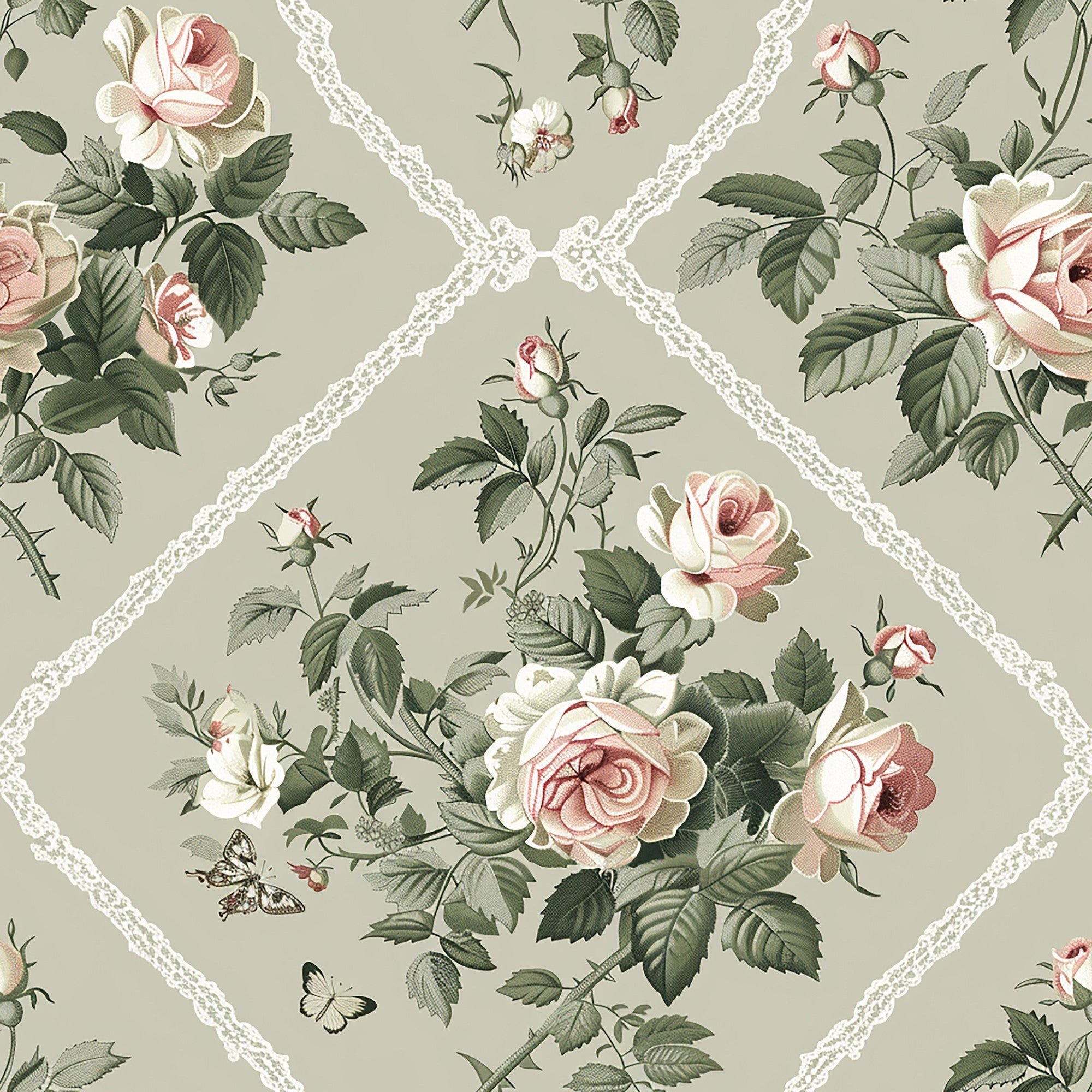 Heirloom Trellis Blooms Pattern 8 Minky Fabric