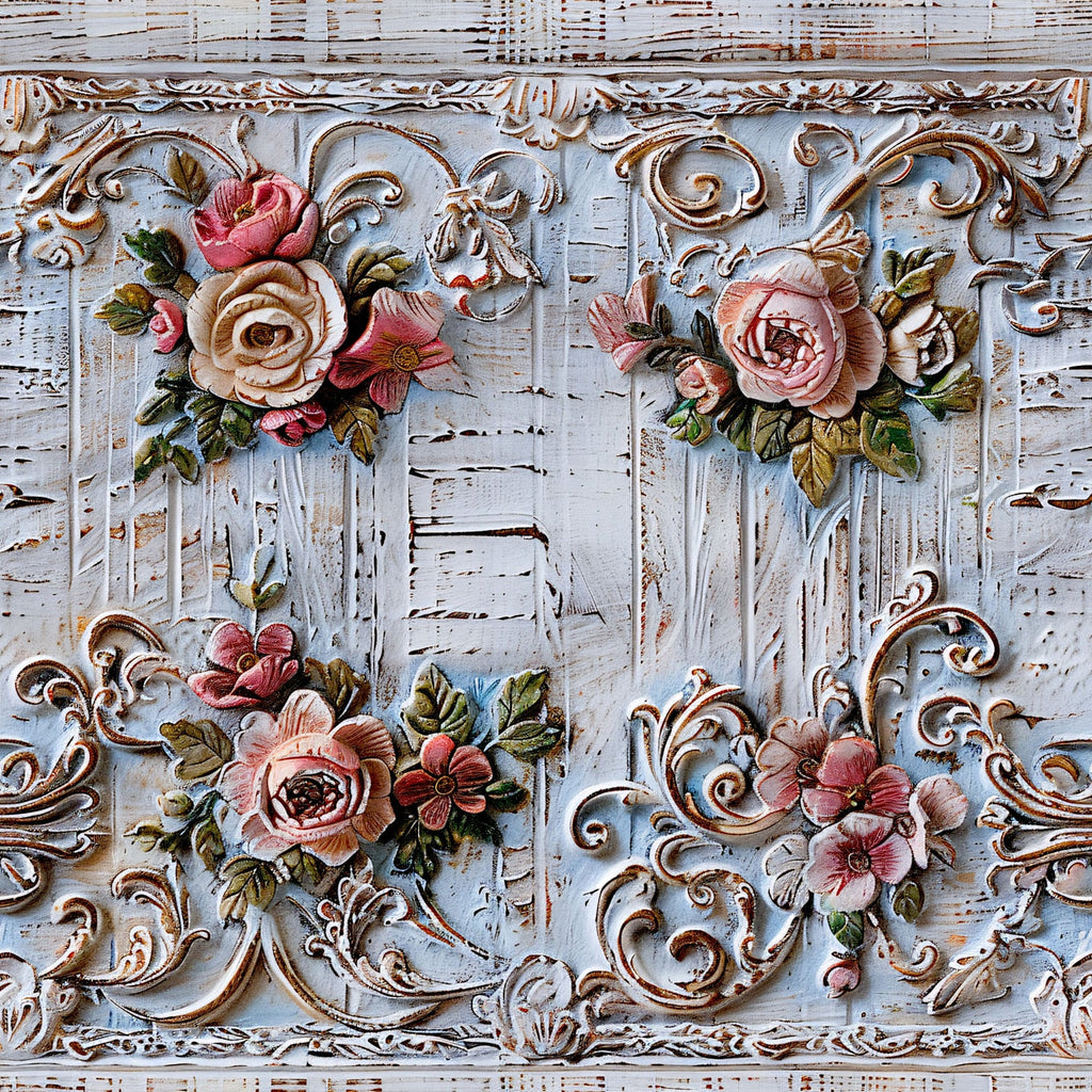 Shabby Chic Antique Painted Wood Pattern 10 Minky Fabric