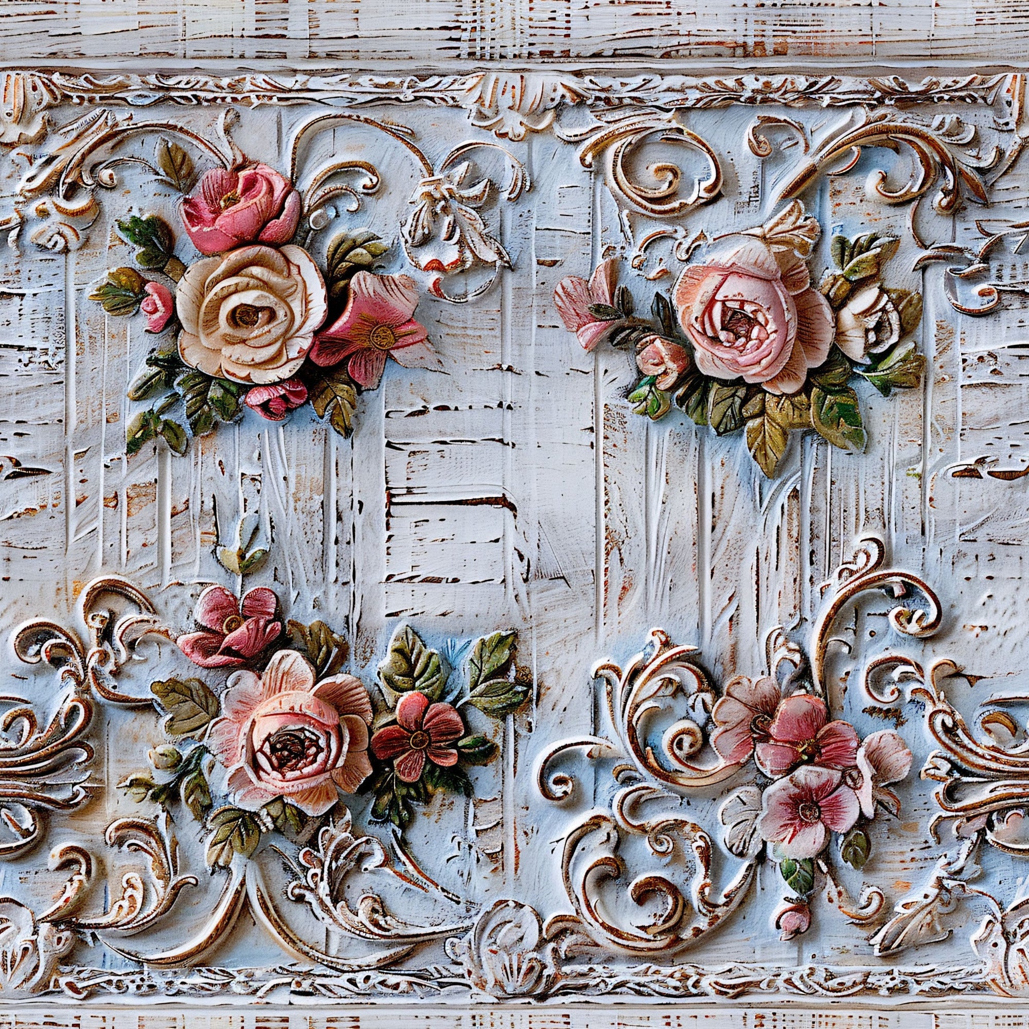 Shabby Chic Antique Painted Wood Pattern 10 Minky Fabric