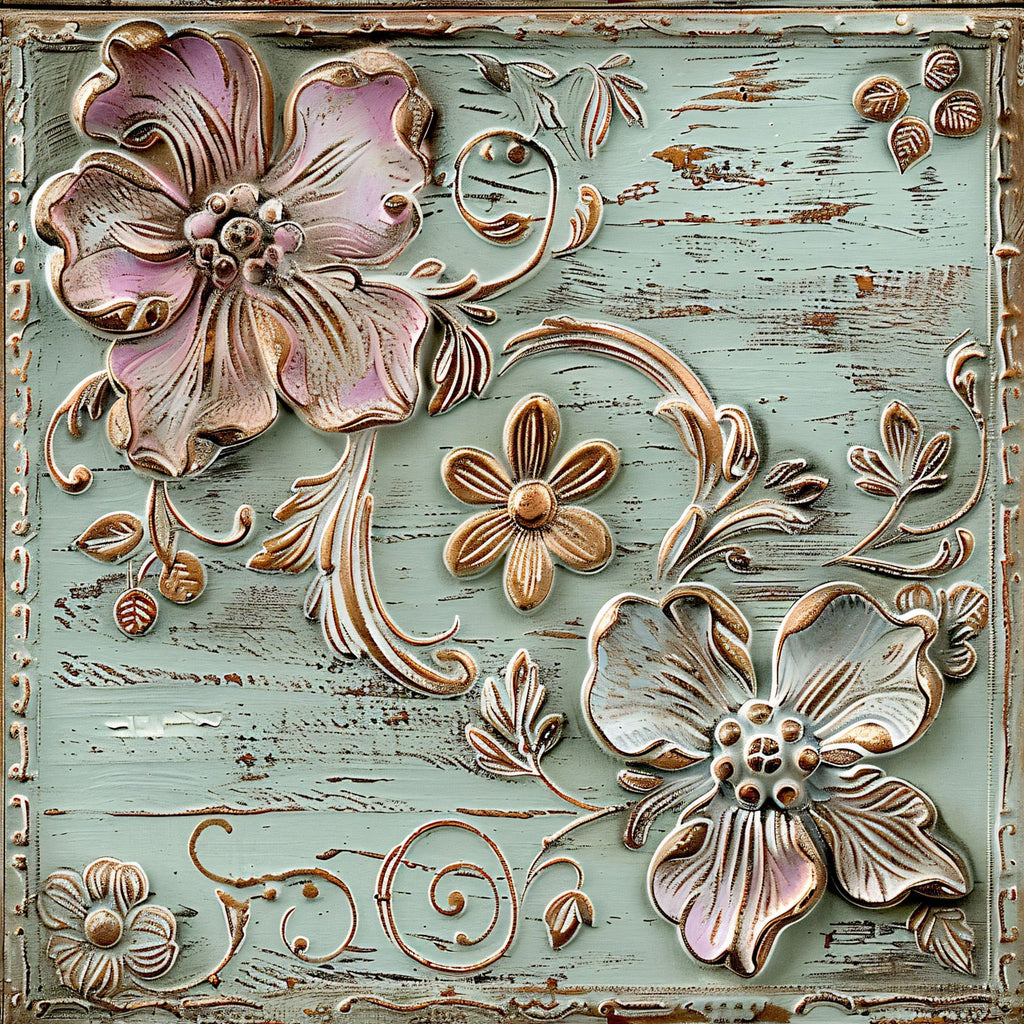 Shabby Chic Antique Painted Wood Pattern 11 Minky Fabric