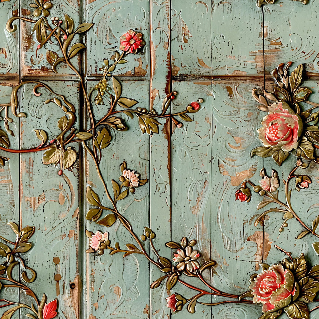 Shabby Chic Antique Painted Wood Pattern 13 Minky Fabric