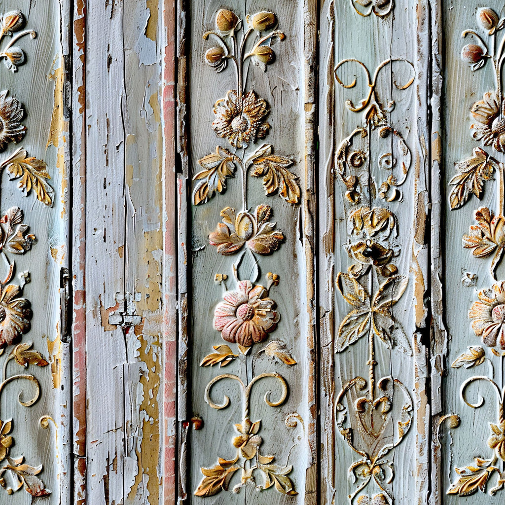 Shabby Chic Antique Painted Wood Pattern 17 Minky Fabric