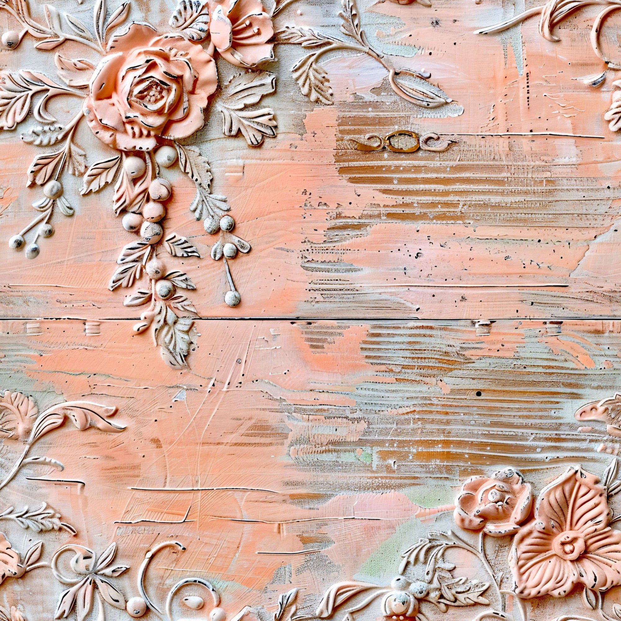 Shabby Chic Antique Painted Wood Pattern 2 Minky Fabric