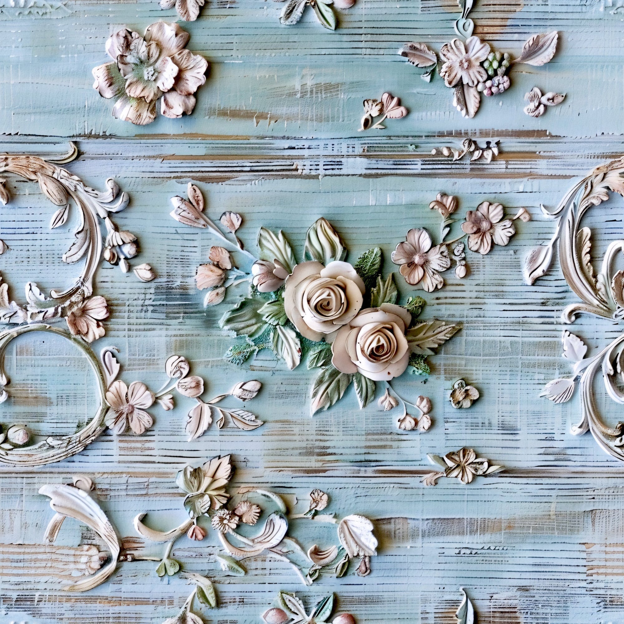 Shabby Chic Antique Painted Wood Pattern 20 Minky Fabric