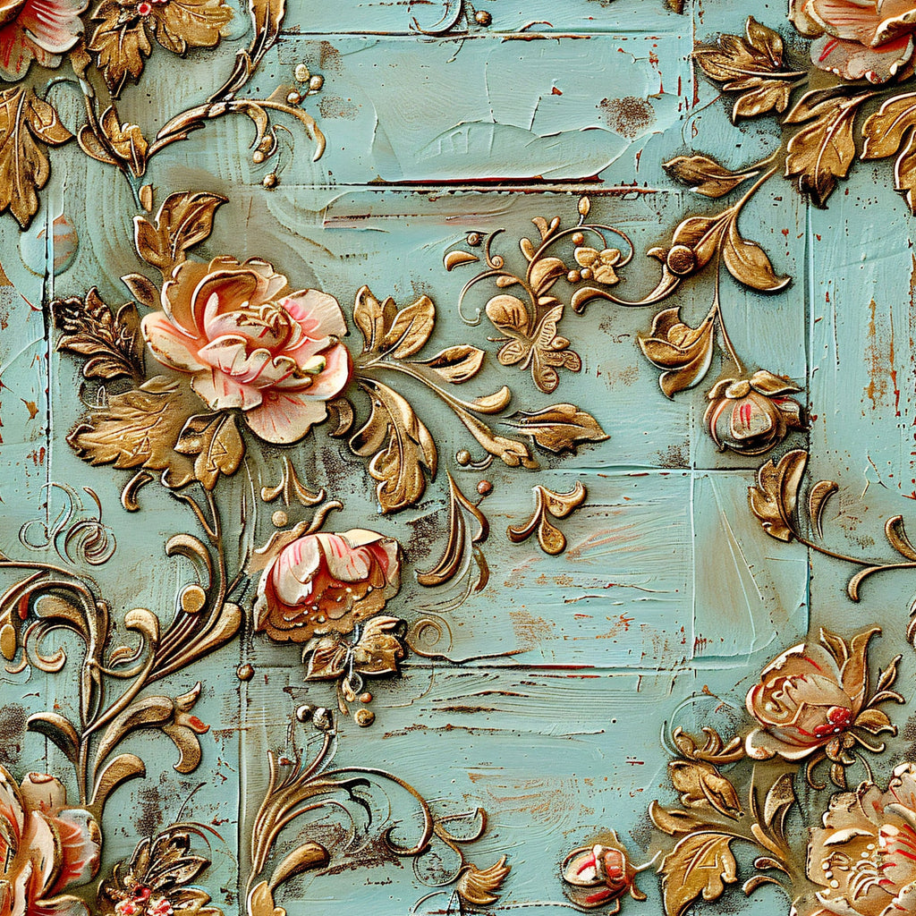 Shabby Chic Antique Painted Wood Pattern 5 Minky Fabric