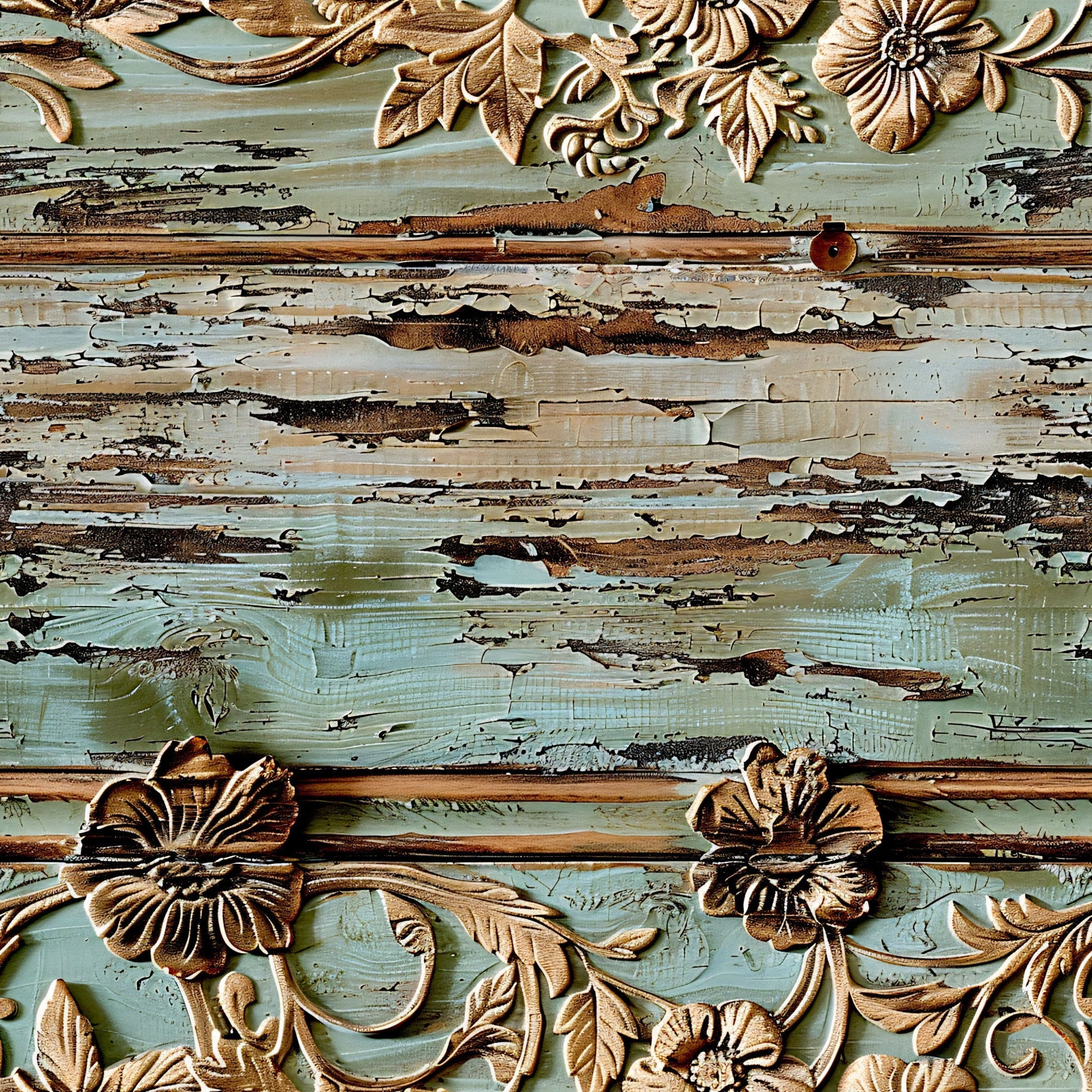 Shabby Chic Antique Painted Wood Pattern 7 Minky Fabric