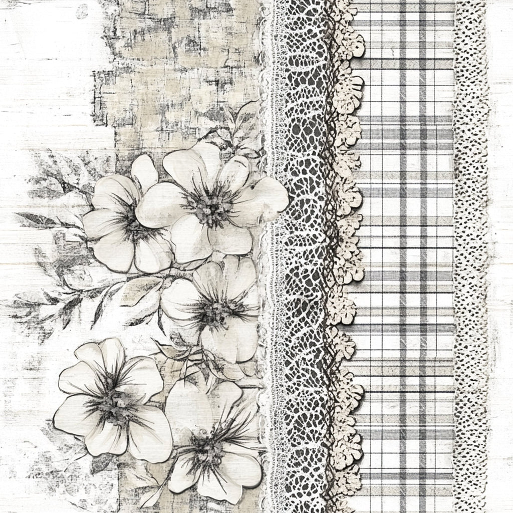 Shabby Chic Floral Gingham Pattern 10 Minky Fabric