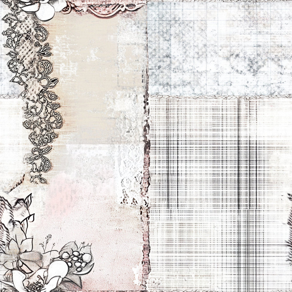 Shabby Chic Floral Gingham Pattern 11 Minky Fabric