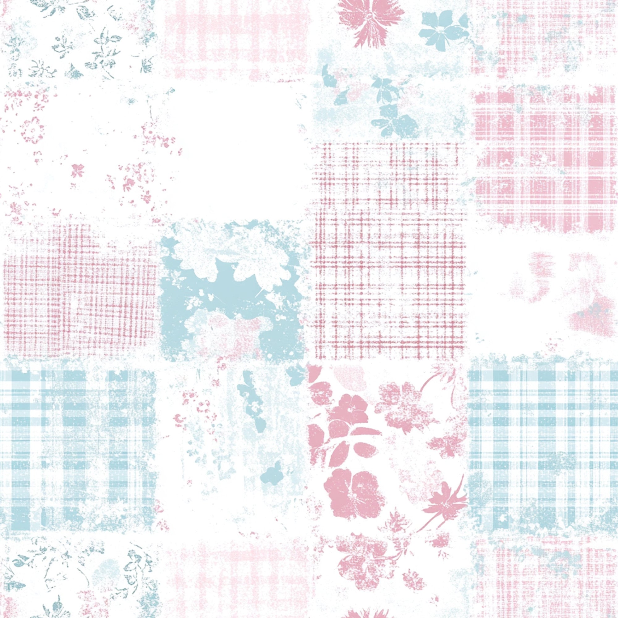 Shabby Chic Floral Gingham Pattern 21 Minky Fabric
