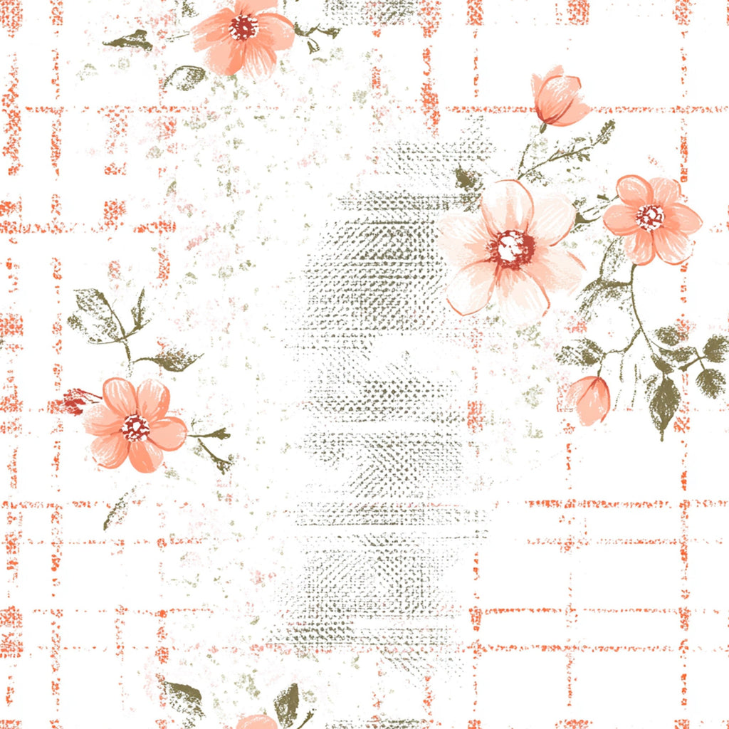Shabby Chic Floral Gingham Pattern 7 Minky Fabric