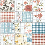 Shabby Chic Floral Gingham Pattern 9 Minky Fabric