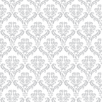 Gray and white damask pattern with intricate floral and leaf motifs repeated across the image.