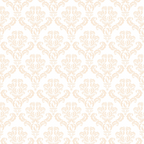 Pattern of light beige floral damask motifs on a white background.