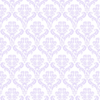 A seamless pattern with ornate, lavender floral motifs on a white background, forming a repetitive, elegant design.