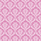 Pink and white damask pattern with intricate floral motifs repeating across the image.