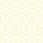 Yellow damask pattern on a white background.