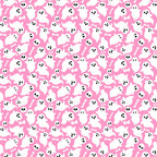 Pattern of white ghosts, skulls, and bones on a pink background.