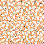 Pattern of white ghosts, black skulls, and bones scattered on an orange background.