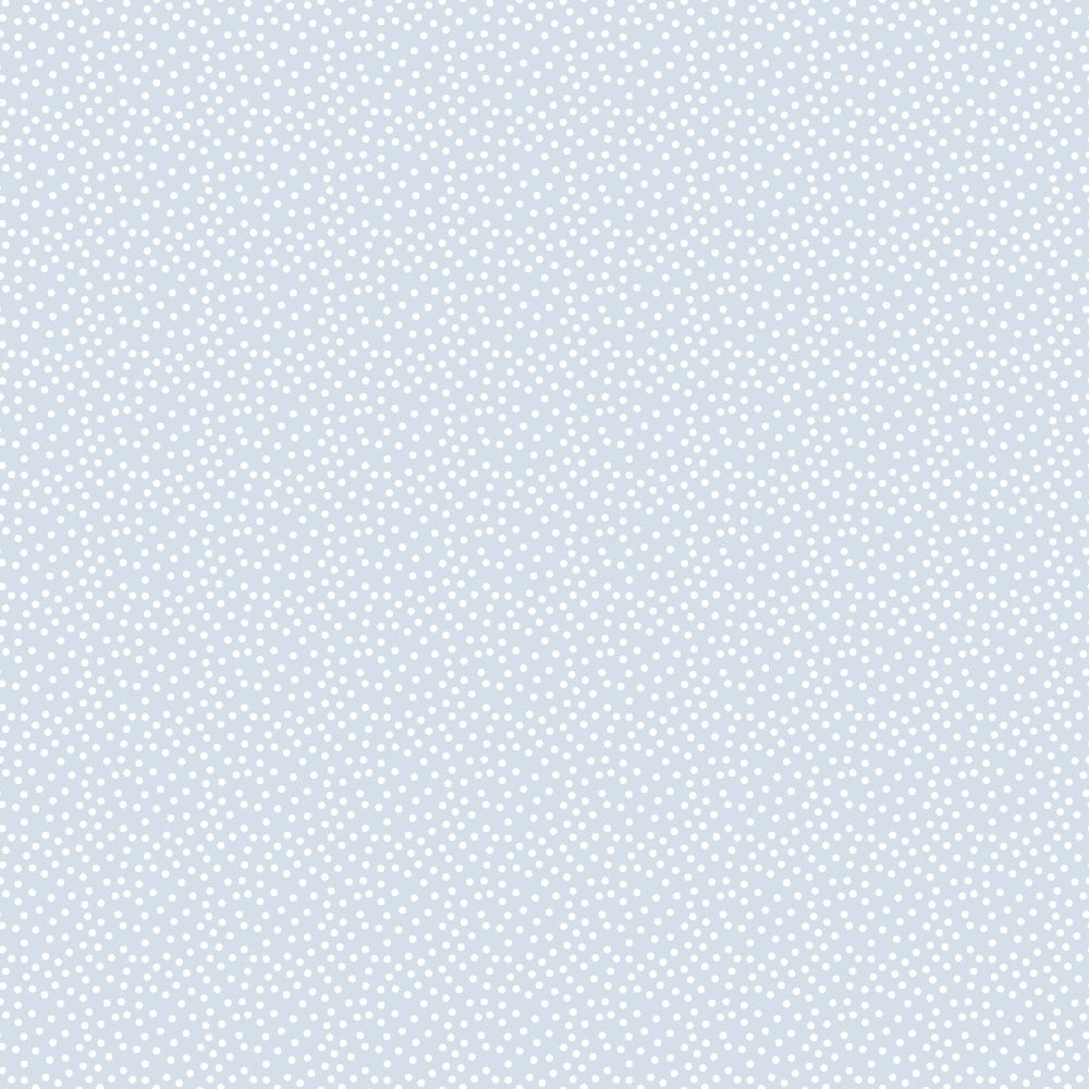 Light blue background with a pattern of small white polka dots evenly distributed across the surface.