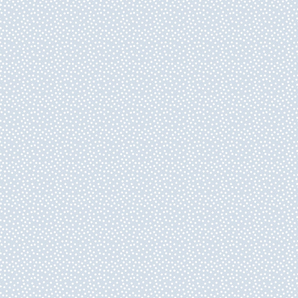 Light blue background with a pattern of small white polka dots evenly distributed across the surface.