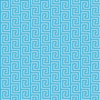 Turquoise Greek key pattern on a light blue background, featuring a series of interlocking square spirals arranged in vertical columns.