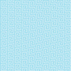 A seamless geometric pattern featuring light blue Greek key designs on a slightly darker blue background.