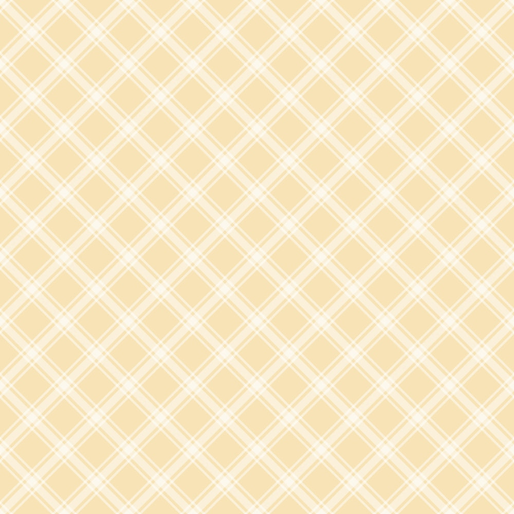 A light yellow plaid pattern with intersecting thin, white diagonal lines forming diamond shapes.