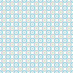 Pattern of blue, yellow, and white concentric circles on a white background, arranged diagonally across the image.