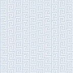 A seamless Greek key pattern with blue and white interlocking geometric shapes.