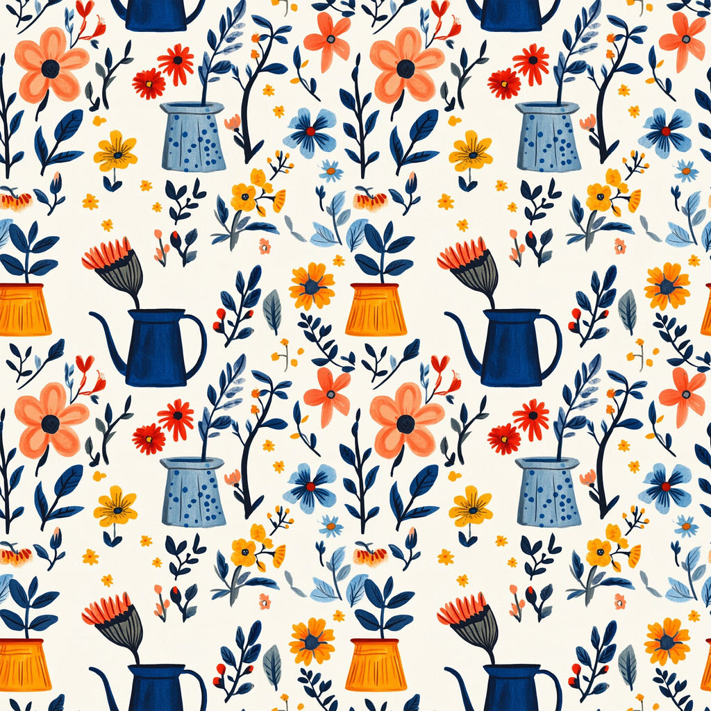 Green Thumb Blooms Pattern 5 Minky Fabric