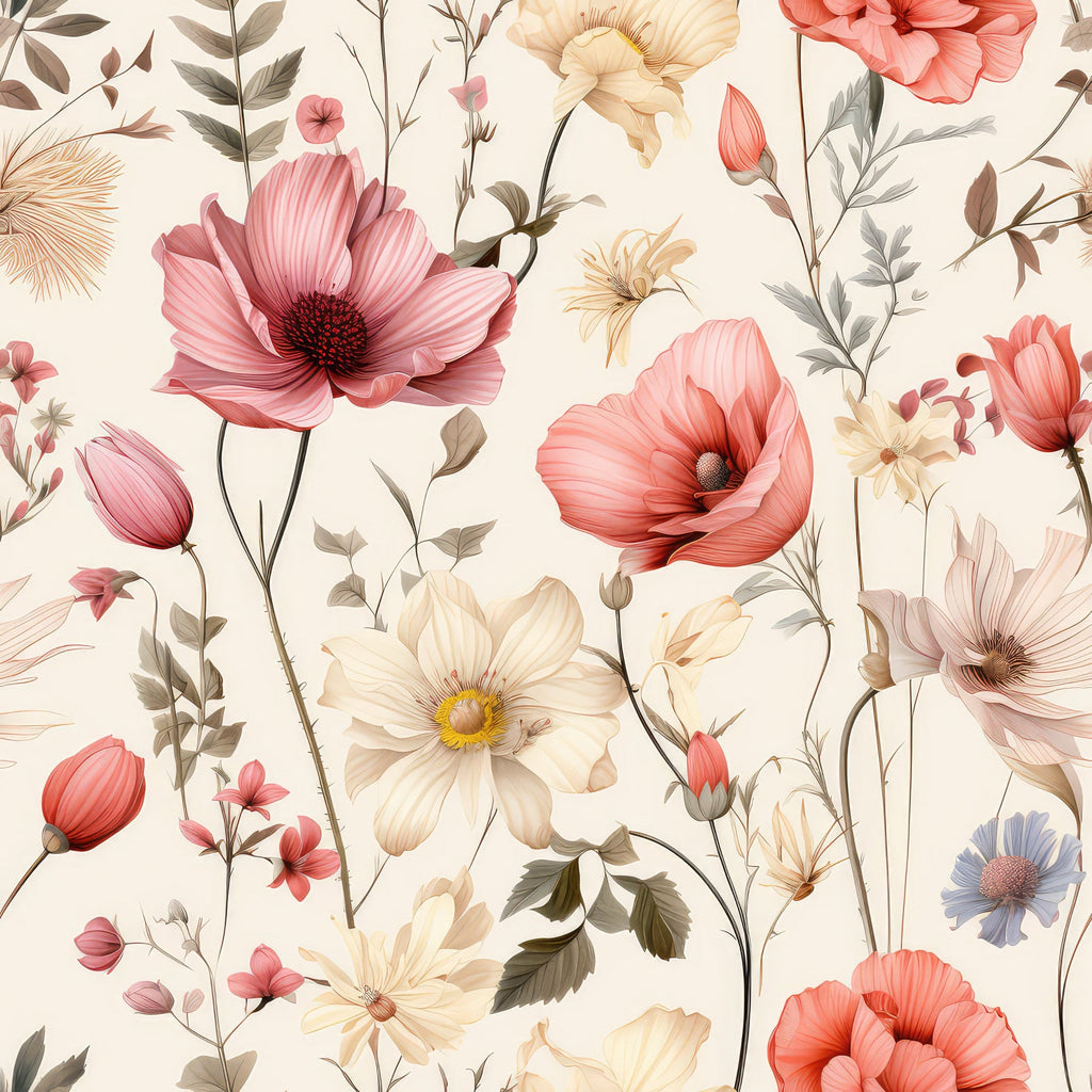 Sparse Flowers Pattern 2 Minky Fabric