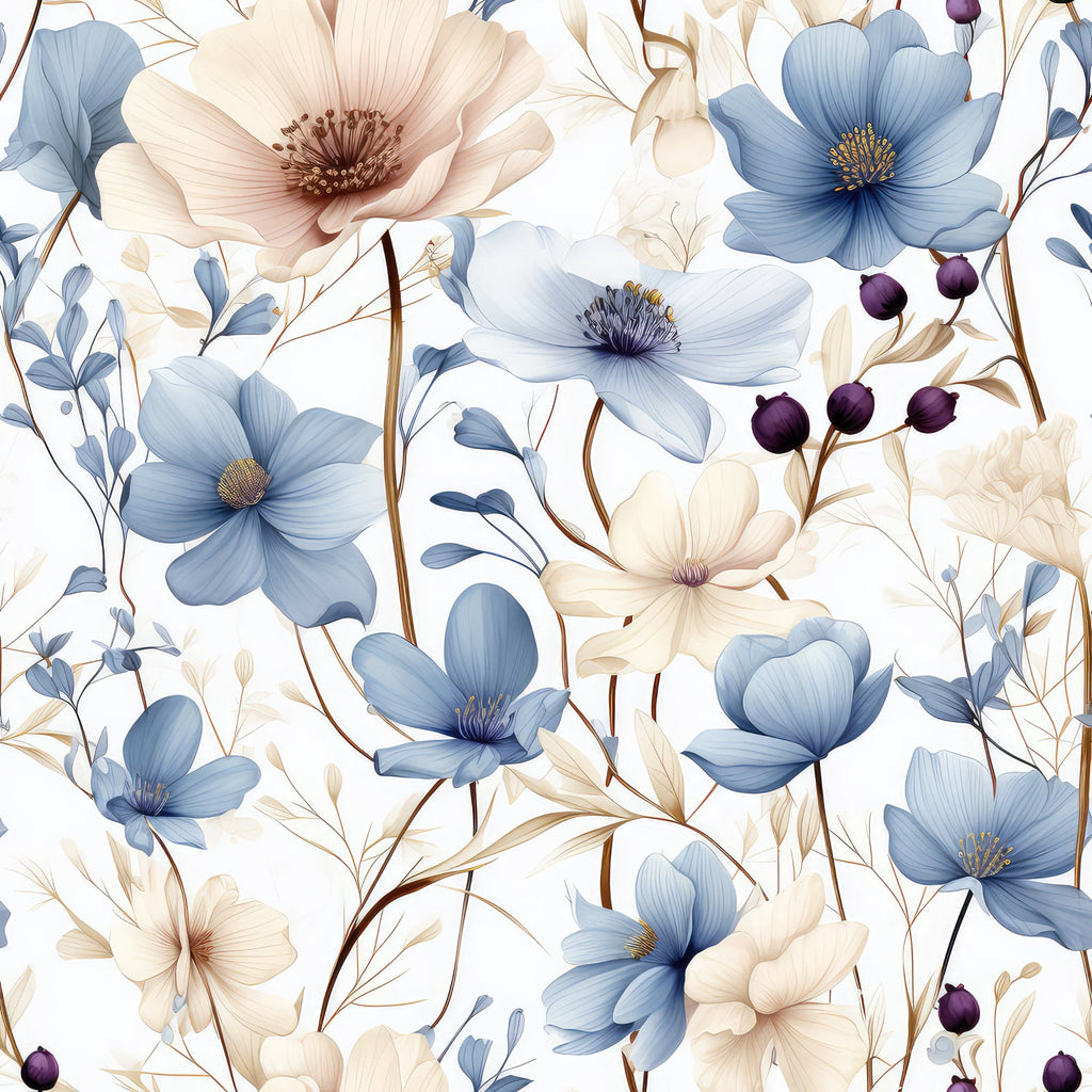 Sparse Flowers Pattern 3 Minky Fabric