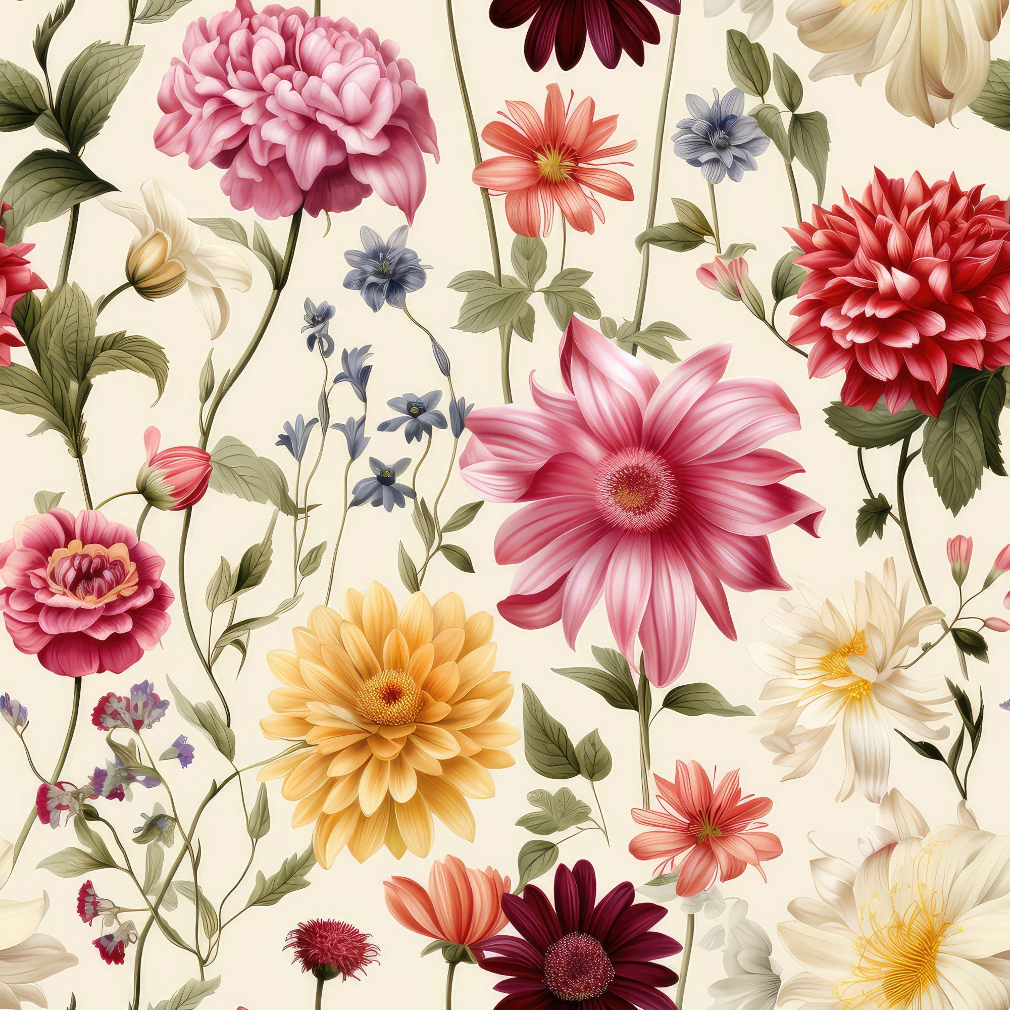 Sparse Flowers Pattern 5 Minky Fabric
