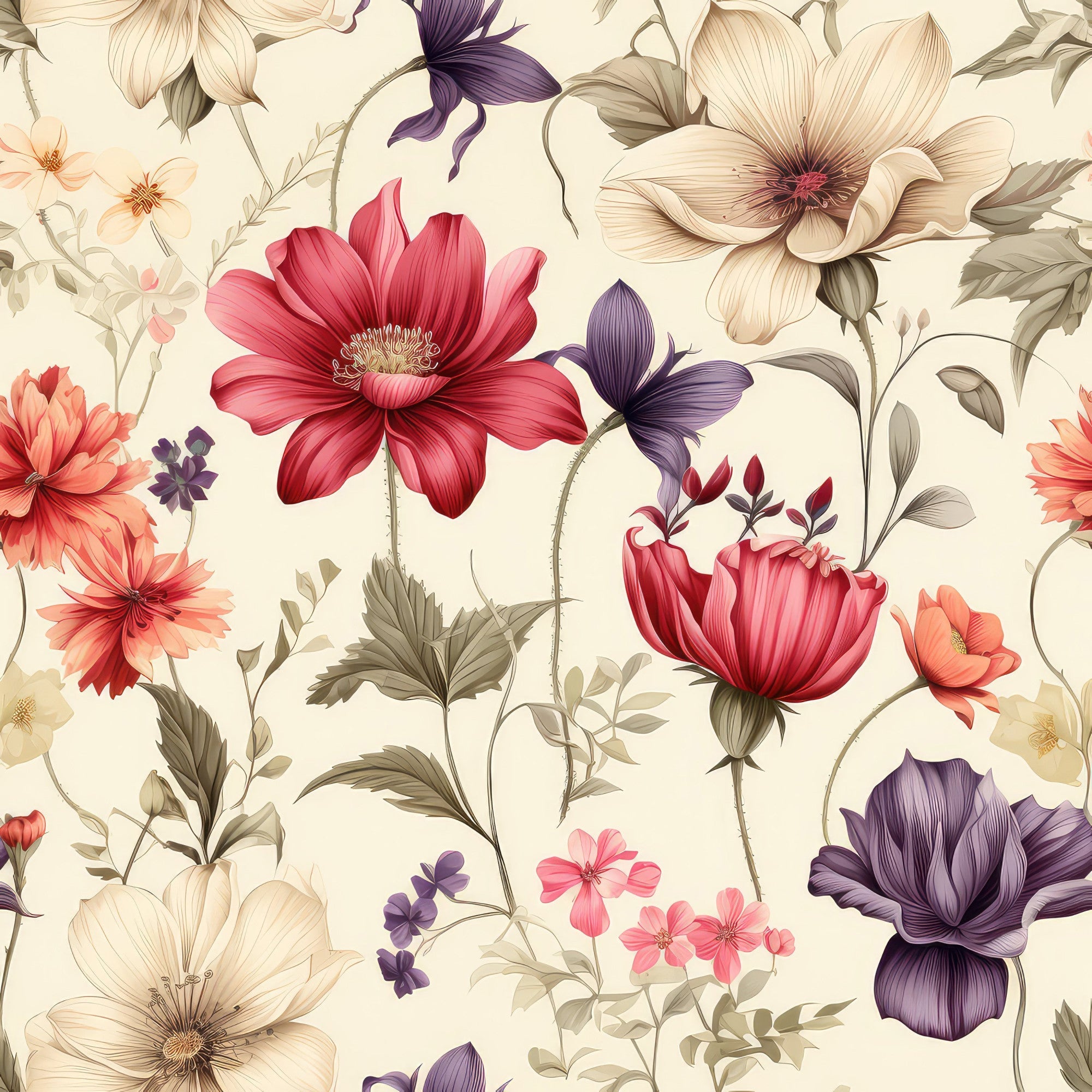 Sparse Flowers Pattern 6 Minky Fabric