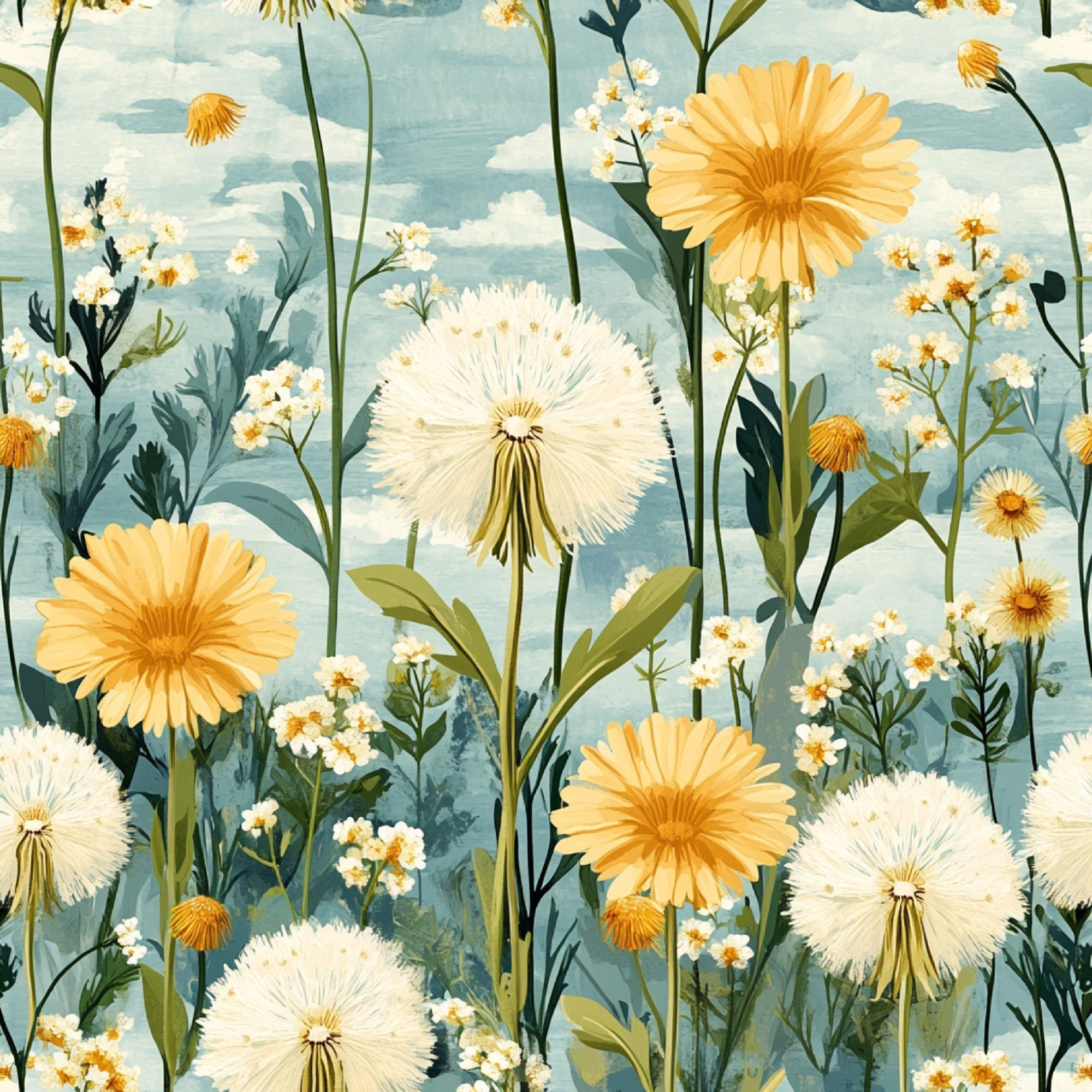 Spring Dandelions Pattern 2 Minky Fabric