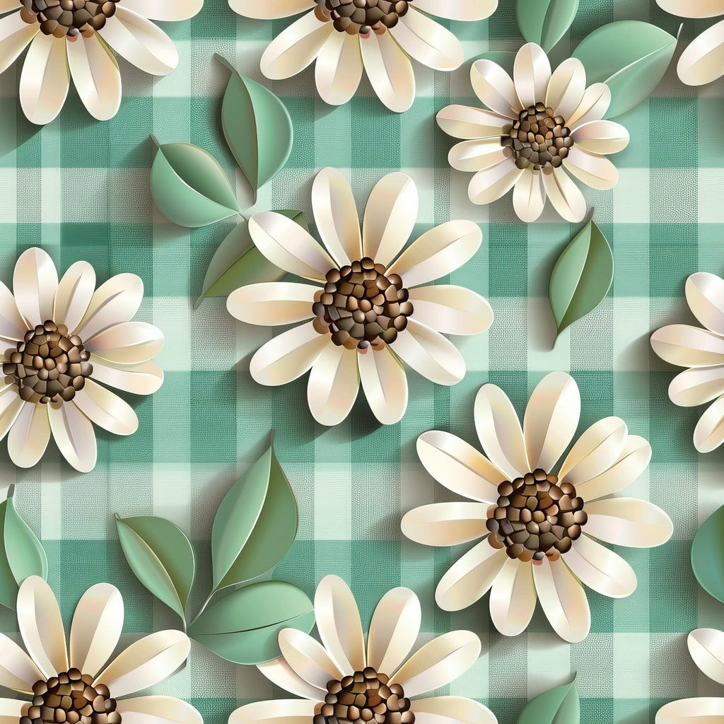 Gingham Daisies Pattern 11 Minky Fabric
