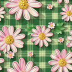 Gingham Daisies Pattern 12 Minky Fabric