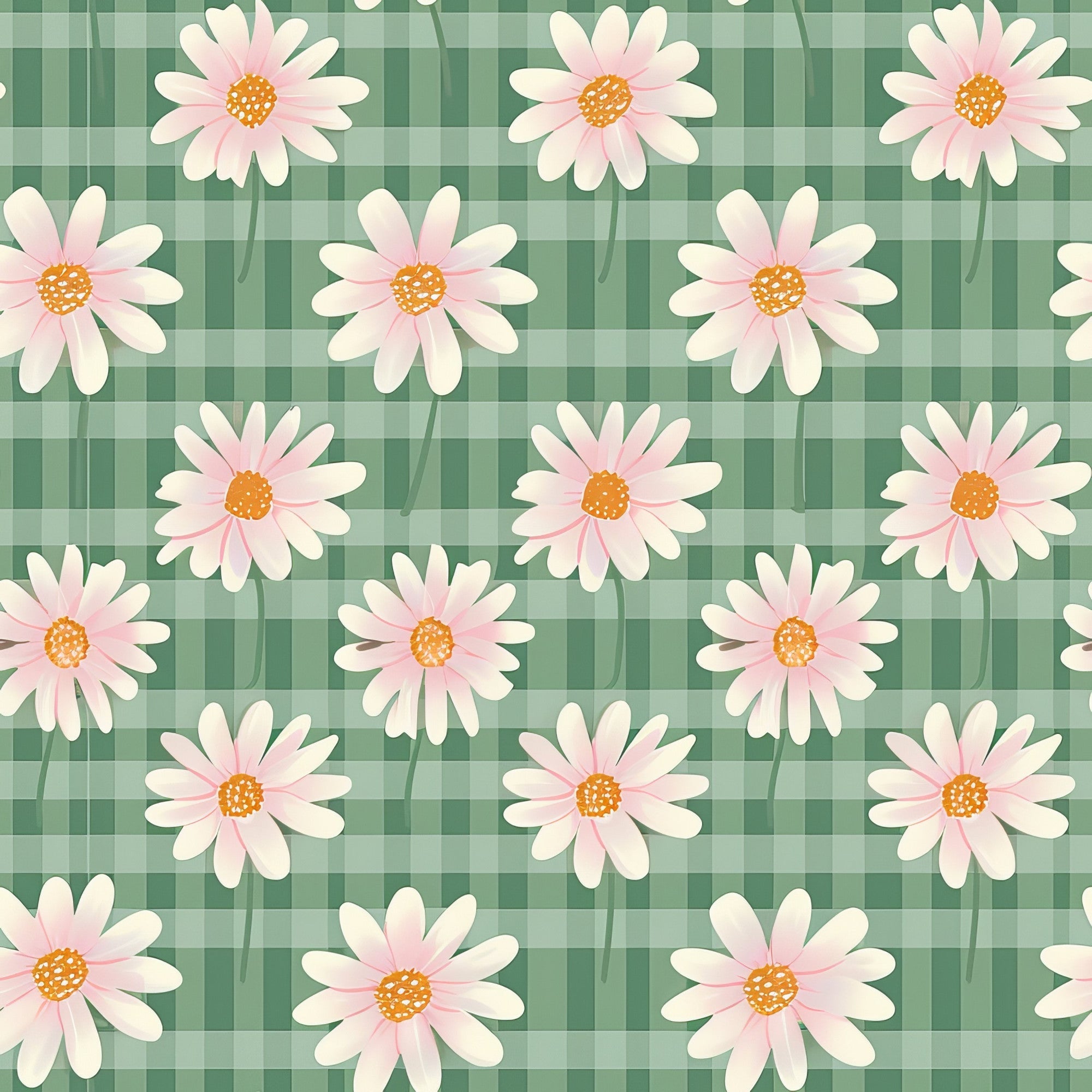 Gingham Daisies Pattern 18 Minky Fabric