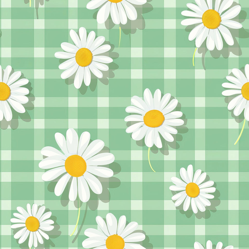 Gingham Daisies Pattern 4 Minky Fabric