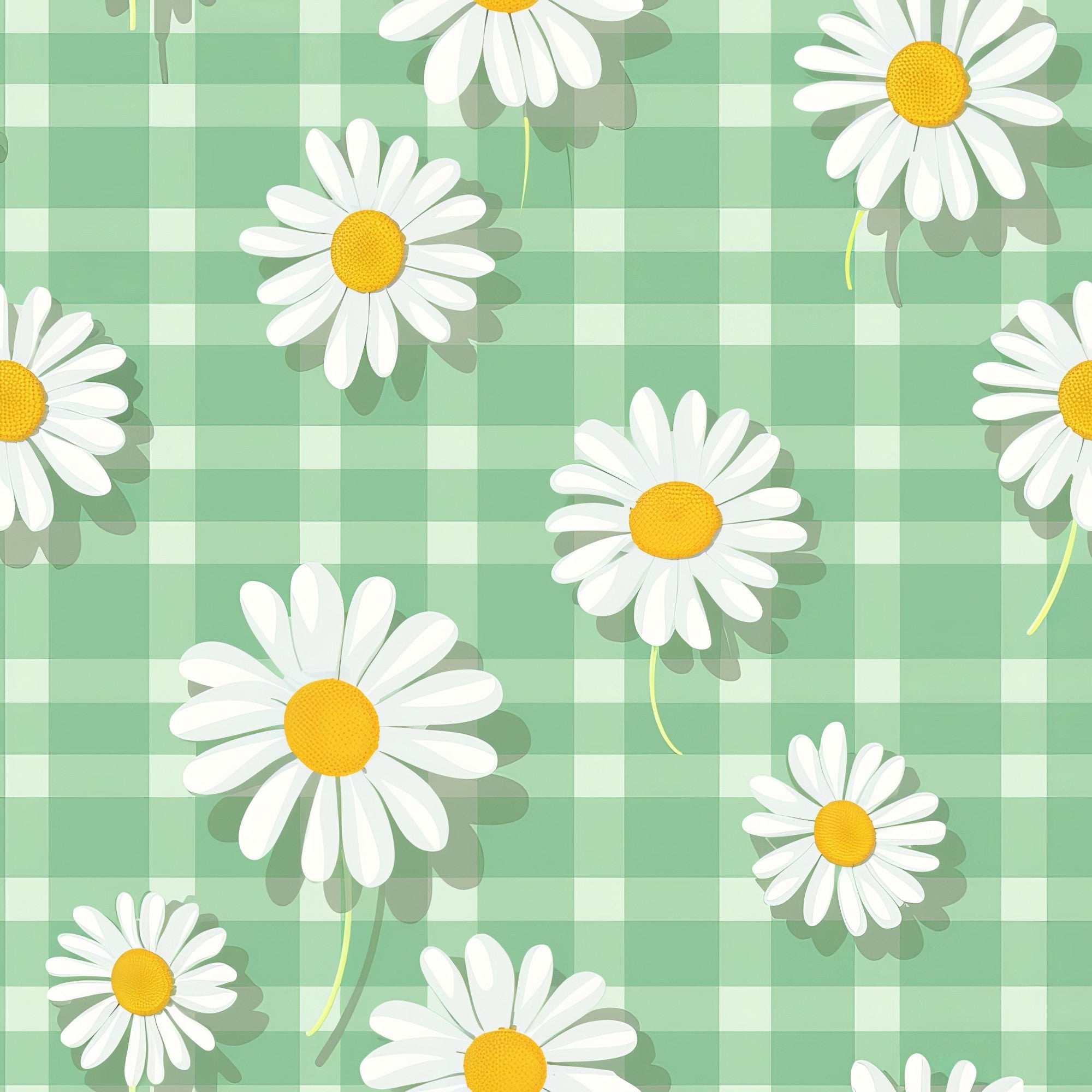 Gingham Daisies Pattern 4 Minky Fabric
