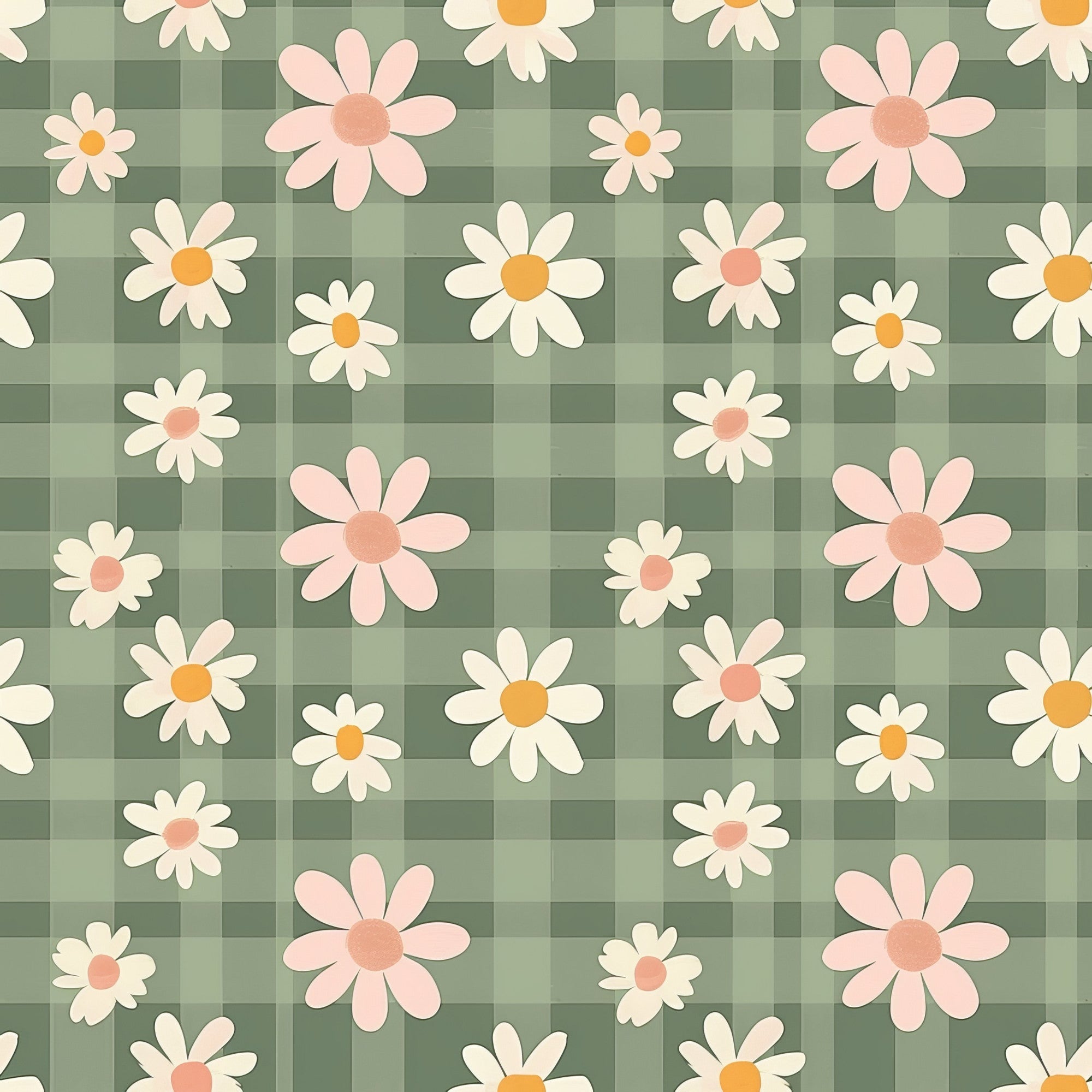 Gingham Daisies Pattern 7 Minky Fabric