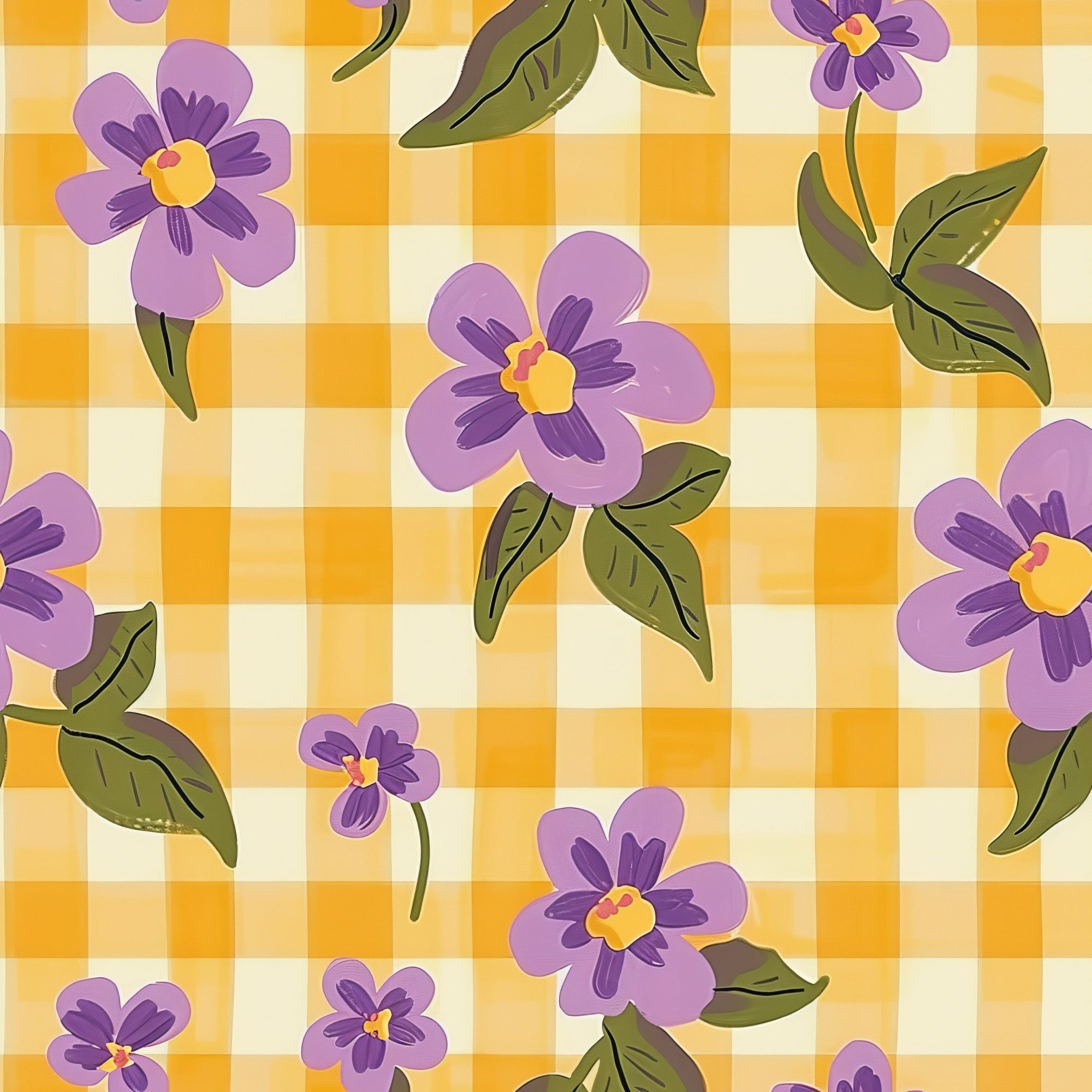 Gingham Daisies Pattern 8 Minky Fabric