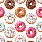 Sprinkle Donuts Pattern 7 Fabric, colorful, multicolor, pink, white, brown, chocolate, vanilla, glazed, sprinkles, sweet, dessert, baked goods, confectionery, seamless, fun, playful, bright, textile, quilting, cotton, fabric