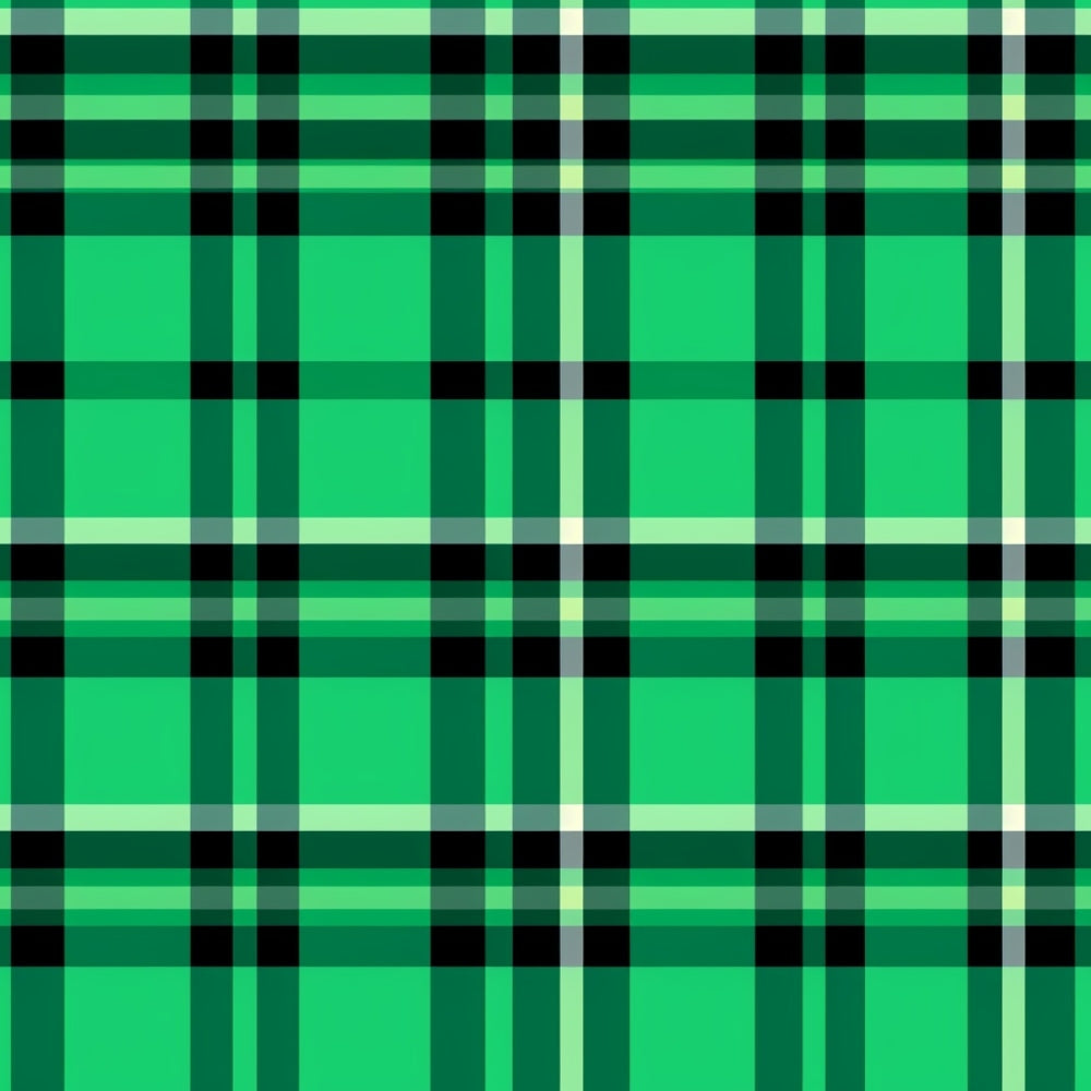 Green and black plaid pattern with intersecting lines forming squares.