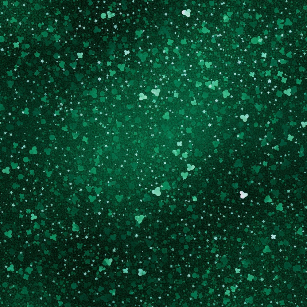A textured background with various sizes of small green hearts scattered across a dark green surface.
