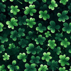 Pattern of green clovers on a dark background.