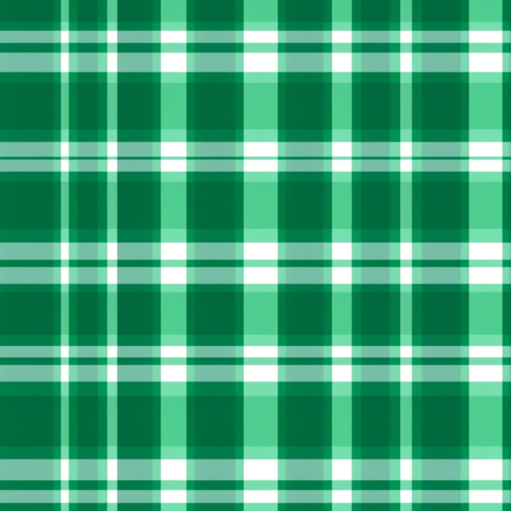 Green and white plaid pattern with intersecting horizontal and vertical lines.