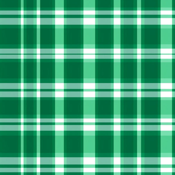 Green and white plaid pattern with intersecting horizontal and vertical lines.
