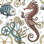 Steampunk Sea Creatures Pattern 5 Minky Fabric