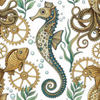 Steampunk Sea Creatures Pattern 6 Minky Fabric